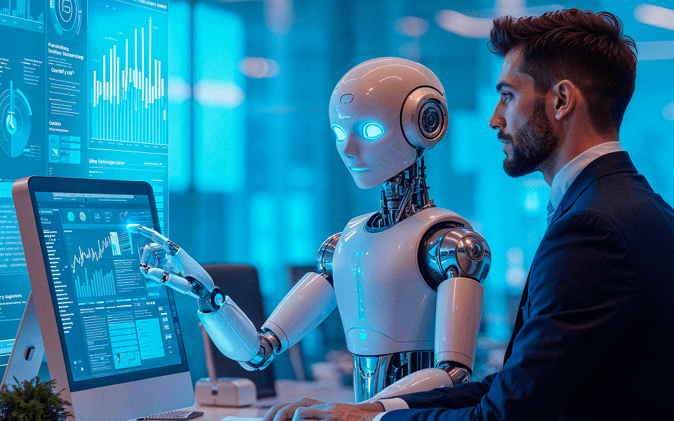 Robot and human collaborating